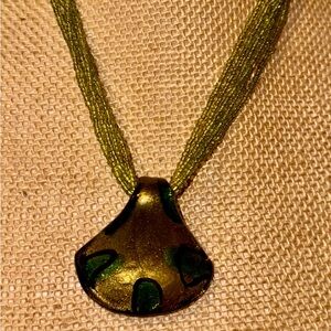 La Dolce beautiful glass pendant on beaded necklace, 18” in new box